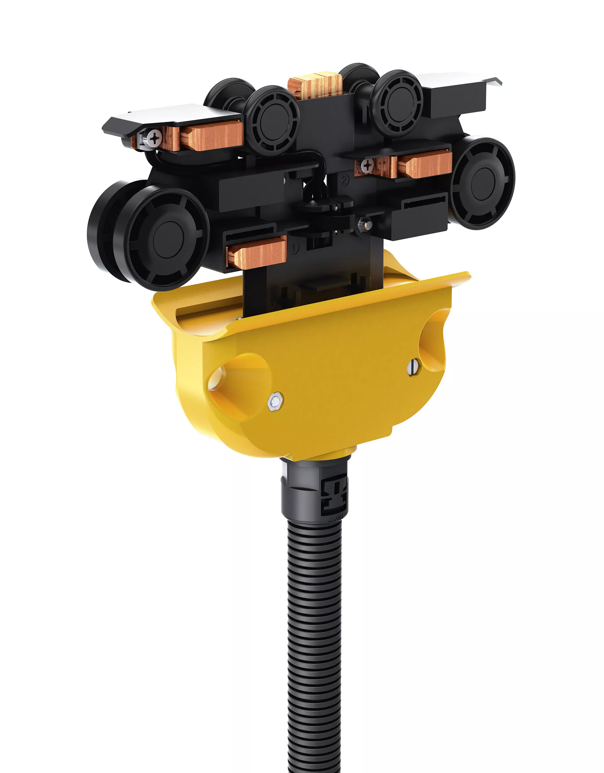 전류 집전 트롤리: 최적화된 주행 휠과 가이드 롤러로 더 긴 수명