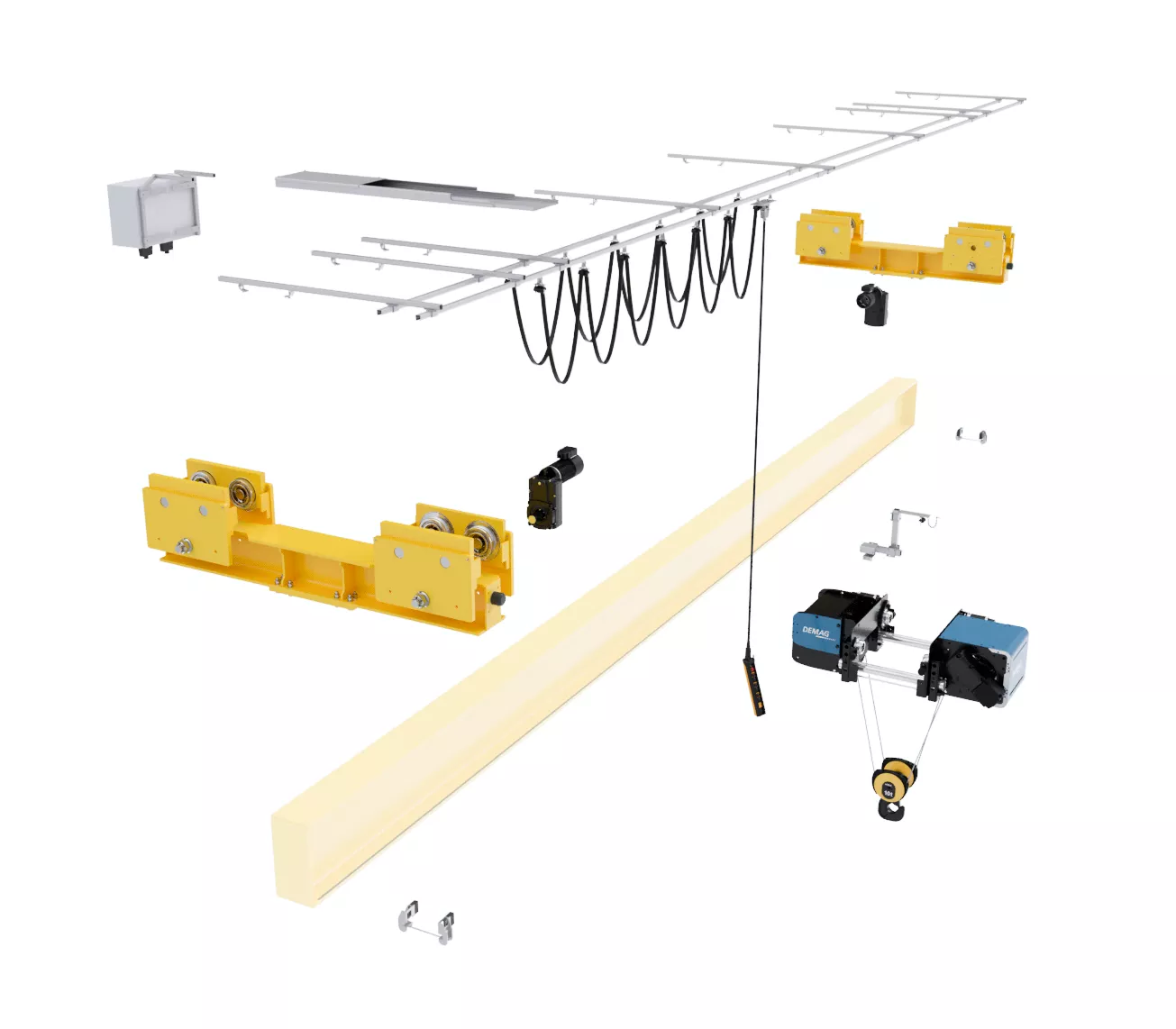 Hall crane for unsupported handling